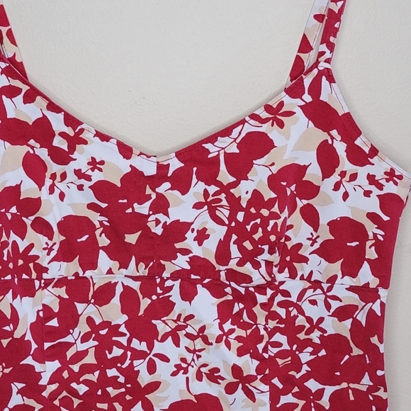 Vintage Y2K Old Navy | Red White Cream Floral Cami Sundress Size 4 - Picture 2 of 7